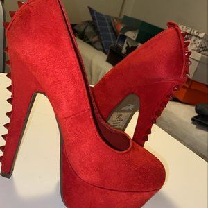 Red Stilettos with spiked heels